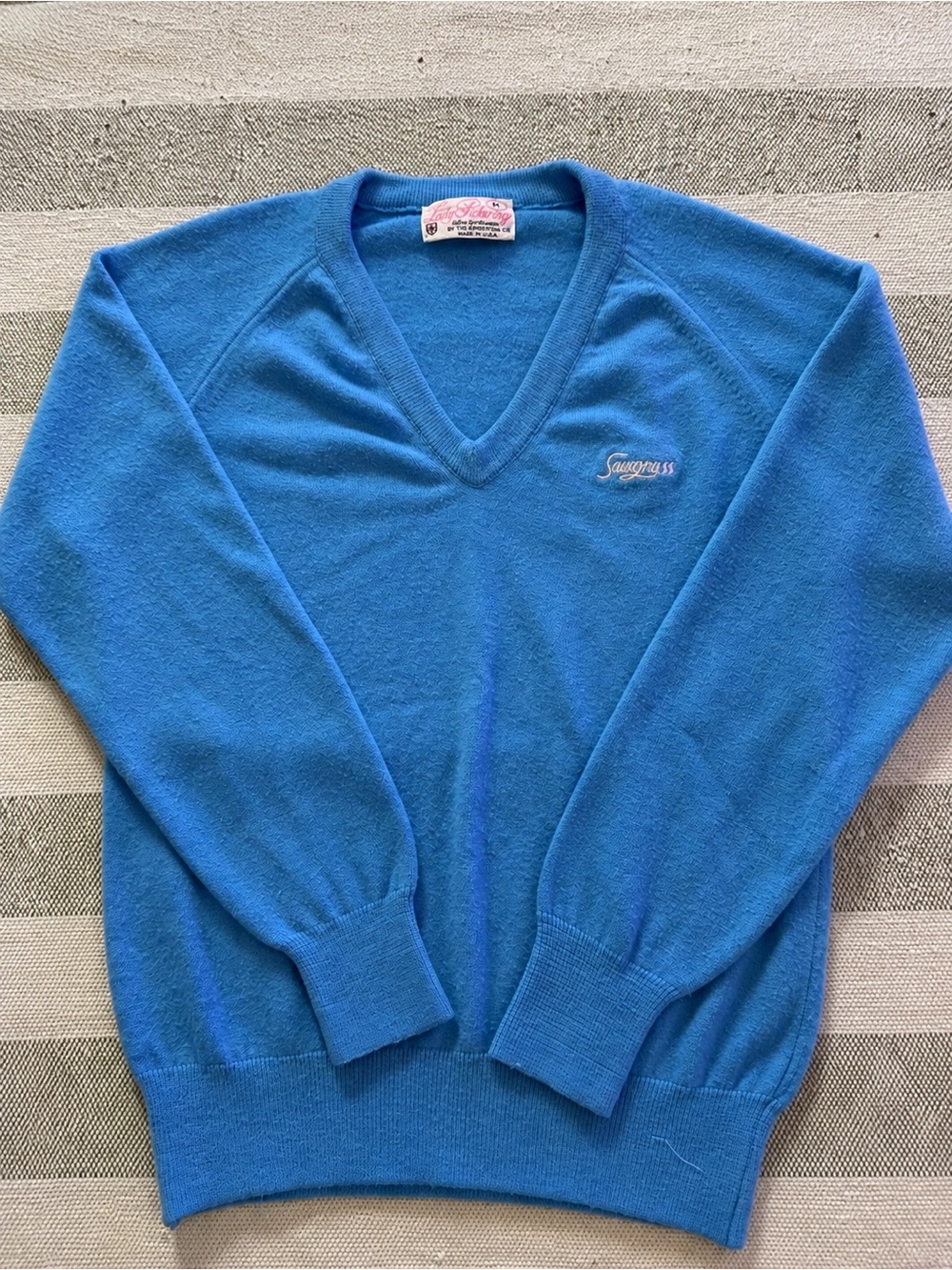 Vintage Lady Pickering Sawgrass V-Neck Sweater Blue Size M